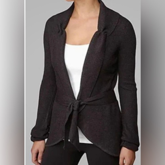 lululemon athletica Sweaters - Lululemon sport card, net wrap sweater, charcoal, cashmere bamboo blend size 6